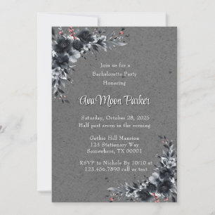 Gothic Black Floral Bachelorette Party Invitation
