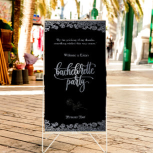 Gothic Black Floral Bachelorette Party Retractable Banner