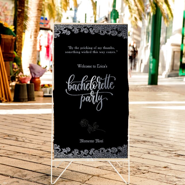 Gothic Black Floral Bachelorette Party Retractable Banner (Creator Uploaded)