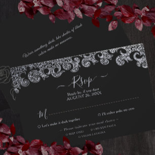 Gothic Black Floral Bachelorette Party RSVP Card