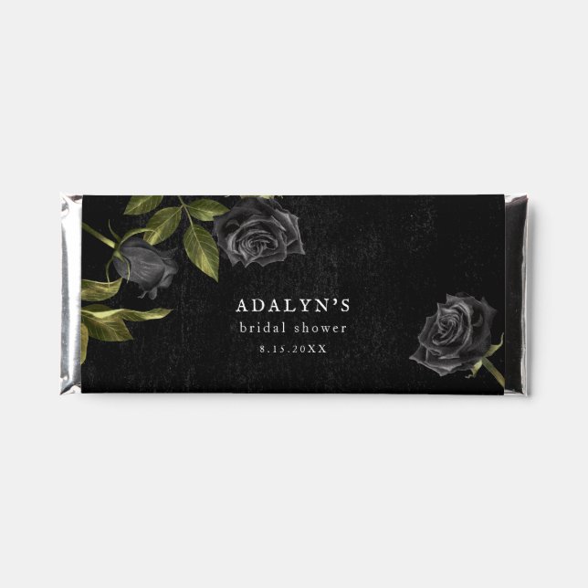 Gothic Black Floral Bridal Shower  Hershey Bar Favors (Front)