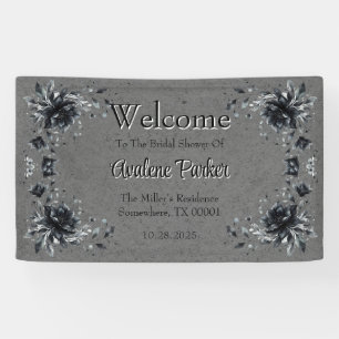 Gothic Black Floral Bridal Shower Welcome Banner
