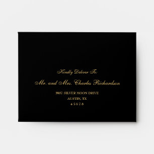 Gothic Black Floral Return Address Wedding RSVP Envelope