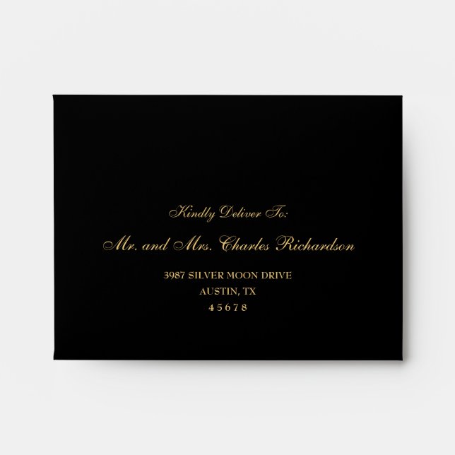 Gothic Black Floral Return Address Wedding RSVP Envelope (Front)