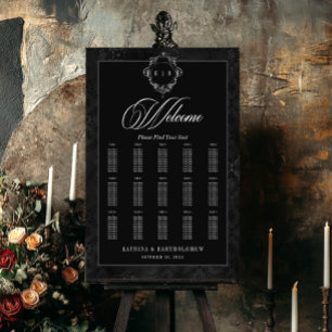 Gothic Black Floral Satin Damask Black Seating Foam Board