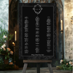 Gothic Black Floral Satin Damask Black Seating Foam Board