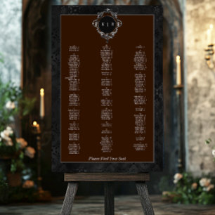 Gothic Black Floral Satin Damask Brown Seating Foam Board