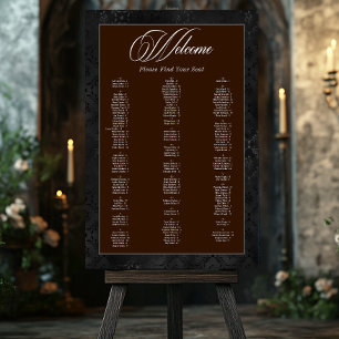 Gothic Black Floral Satin Damask Brown Seating Foam Board
