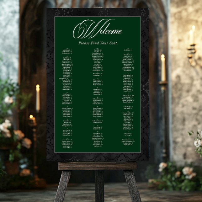 Gothic Black Floral Satin Damask Green Seating Foam Board (Creator Uploaded)