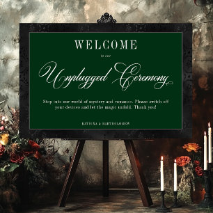 Gothic Black Floral Satin Damask Green Unplugged Foam Board