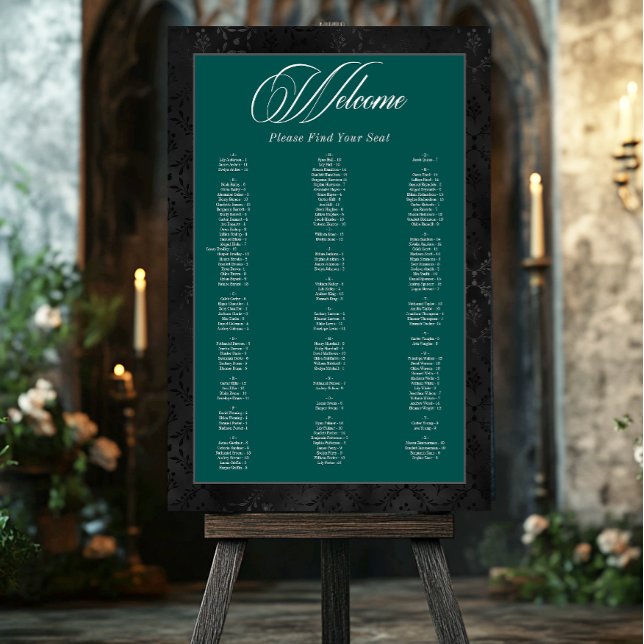 Gothic Black Floral Satin Damask Teal Seating Foam Board (Creator Uploaded)