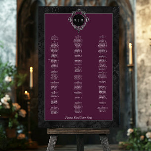 Gothic Black Floral Satin Damask Wine Seating Foam Board