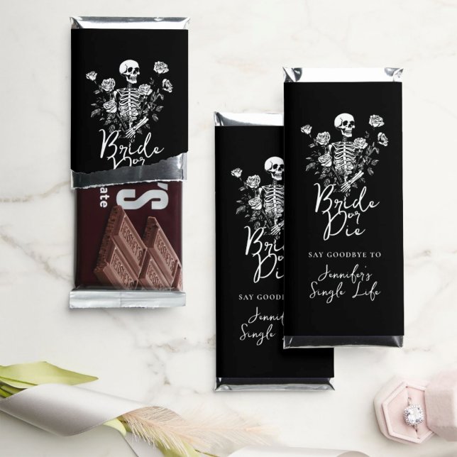 Gothic Black Floral Skeleton Bachelorette Party  Hershey Bar Favors (Creator Uploaded)