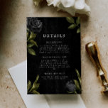 Gothic Black Floral Wedding Details  Enclosure Card<br><div class="desc">Gothic wedding invitation enclosure card featuring illustration of black roses. Customize this invite by adding information on your wedding including reception,  accommodation,  and website. Perfect for a halloween wedding.</div>