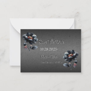 Gothic Black Floral Wedding Save The Date Card