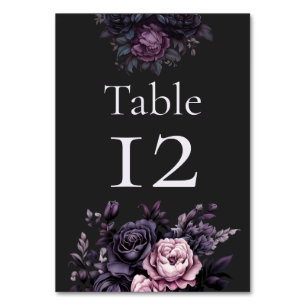 Gothic Black Floral Wedding Table Numbers