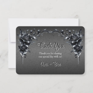 Gothic Black Floral Wedding Thank You Card