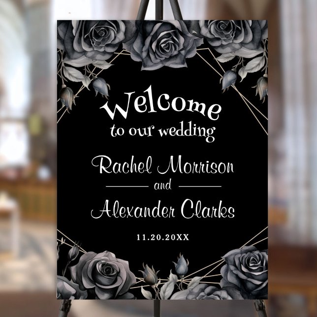 Gothic Black Floral Wedding Welcome Sign (Creator Uploaded)