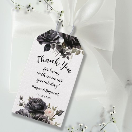 Gothic Black Florals Vintage Wedding Favor Gift  Gift Tags