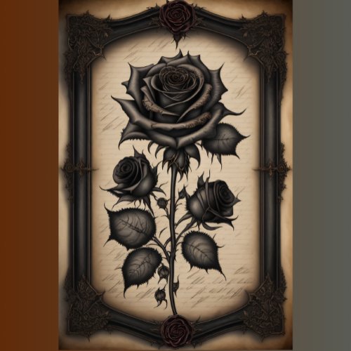 Gothic Black Flower Decoupage paper