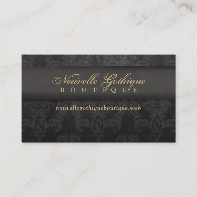 Gothic Black & Gold Damask Business Card (Front)