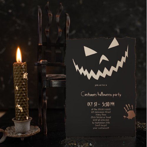 Gothic Black  Gold Halloween Costume Party Foil Invitation