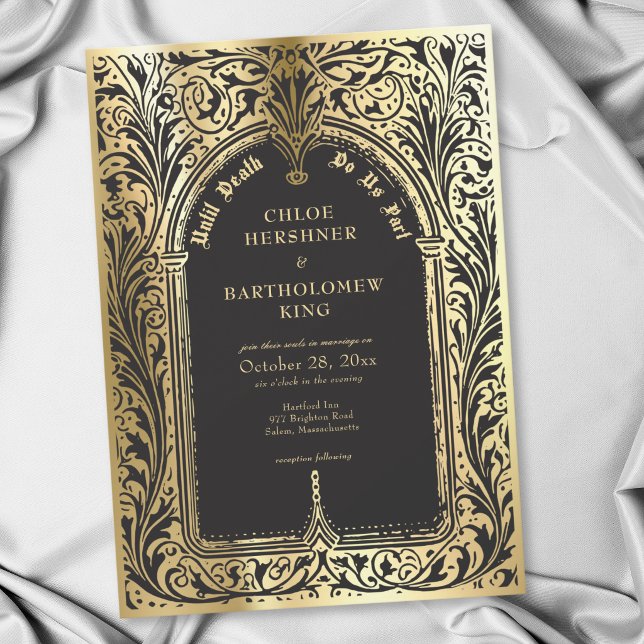Gothic Black Gold Medieval Until Death Wedding Invitation (Gothic Black Gold Medieval Until Death Wedding Invitation)