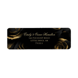 Gothic Black & Gold Roses Moody Return Address Label