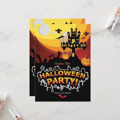 Gothic Black Gold Skull Halloween Costume Party Invitation