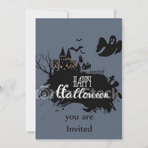 Gothic Black Gold Skull Halloween Costume Party Invitation