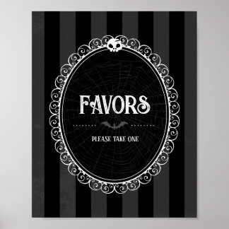 Gothic Black & Gray Skull Party Favor Sign