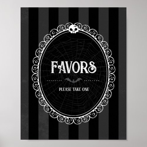Gothic Black  Gray Skull Party Favor Sign