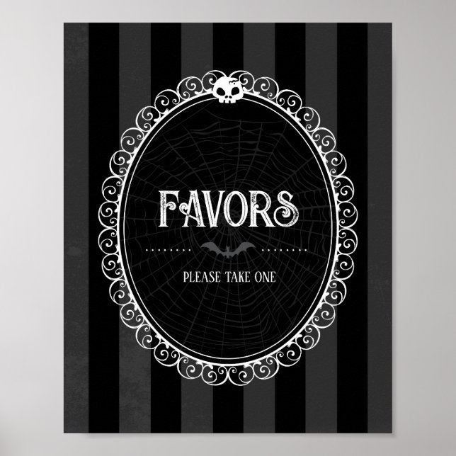 Gothic Black & Gray Skull Party Favor Sign (Front)