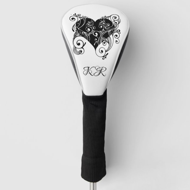 Gothic Black Heart Tattoo Art Design Personalized Golf Head Cover (Front)