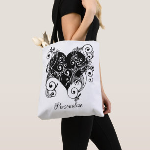 Gothic Black Heart Tattoo Art Design Personalized Tote Bag