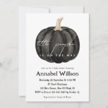 Gothic Black Little Pumpkin On Way Baby Shower 