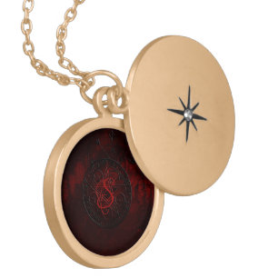 Gothic Black Magic Seals Monogrammed Gold Plated Necklace