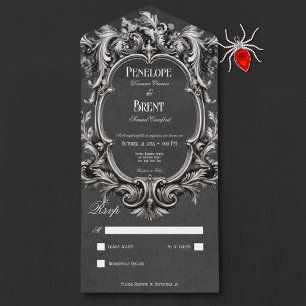 Gothic Black Moody Victorian Frame No Dinner All In One Invitation