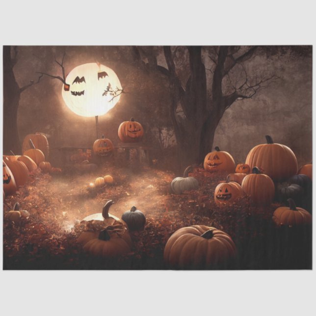 Gothic Black Orange Pumpkin Decoupage Tissue Paper (Front)