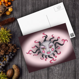 Gothic Black Pink Sun Goddess Postcard