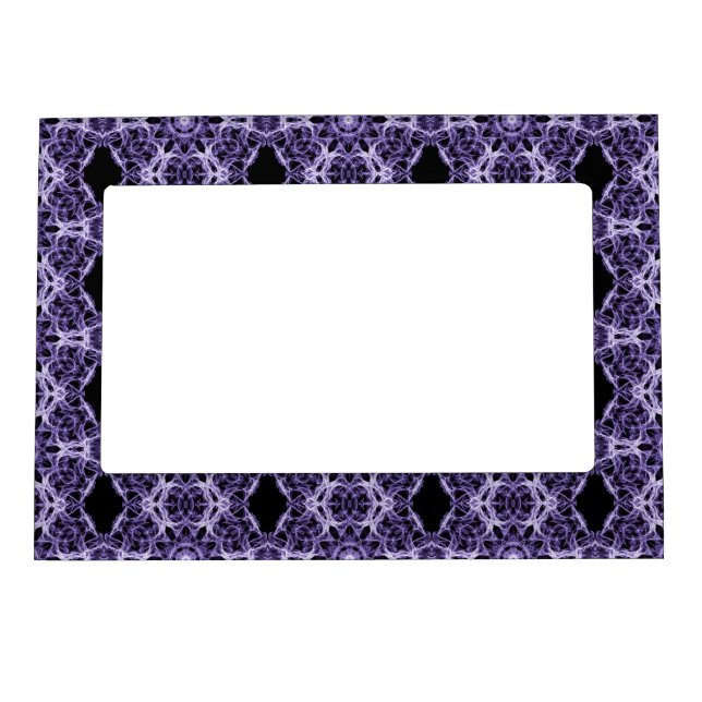 Gothic Black, Purple Lace Fractal Pattern Magnetic Frame (Front)