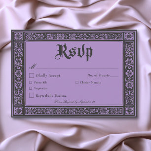 Gothic Black Purple Medieval Until Death Wedding RSVP Card