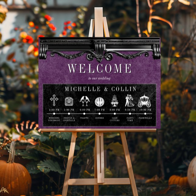 Gothic Black & Purple Order of Events Wedding Post Poster (Creator Uploaded)