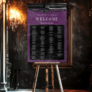 Gothic Black & Purple Wedding Seating Chart Foam Board