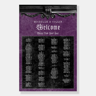 Gothic Black & Purple Wedding Seating Chart Foam Board