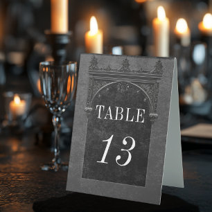 Gothic Black Raven & Black Arch Wedding Table Tent