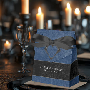 Gothic Black Raven & Black Roses Blue Wedding Favor Boxes