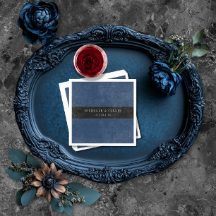 Gothic Black Raven & Black Roses Blue Wedding Napkins