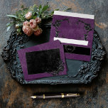 Gothic Black Raven & Black Roses Purple Wedding Envelope<br><div class="desc">Transport your guests to a world of dark, enchanting elegance with our vintage gothic wedding invitation envelope. The deep, aged distressed royal purple background sets the stage for a striking contrast. The front text area is adorned with an intertwining vine of black roses, which adds a touch of dramatic allure....</div>
