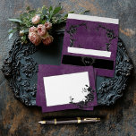 Gothic Black Raven & Black Roses Purple Wedding Envelope<br><div class="desc">Transport your guests to a world of dark, enchanting elegance with our vintage gothic wedding invitation envelope. The deep, aged distressed royal purple background sets the stage for a striking contrast. The front text area is adorned with an intertwining vine of black roses, which adds a touch of dramatic allure....</div>